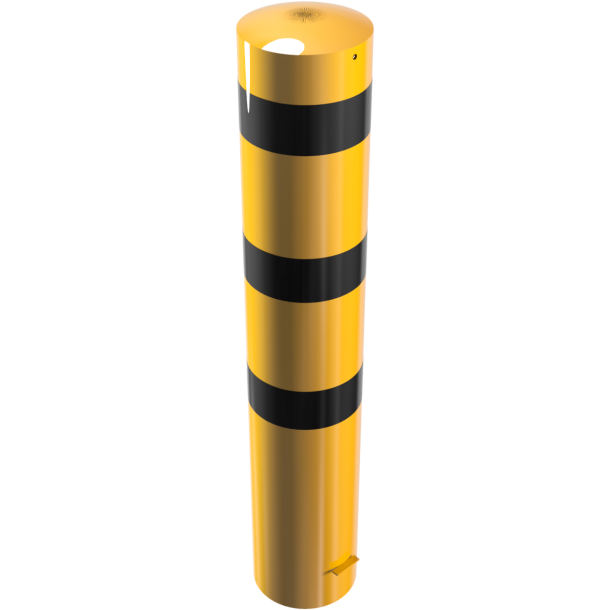 Bollard | steel tube  273 x 5 mm | yellow / black | stationary, for casting in concrete | total length: 1500 mm | with welded steel cap